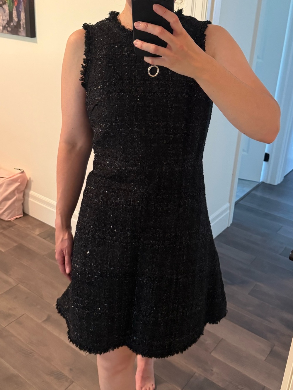 Kate Spade Sleeveless Black Tweed A-Line Dress - Picture 2 of 11